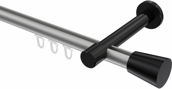 Innenlauf Gardinenstange Aluminium / Metall 20 mm Ø PRESTIGE - Sitra Silbergrau / Schwarz 100 cm