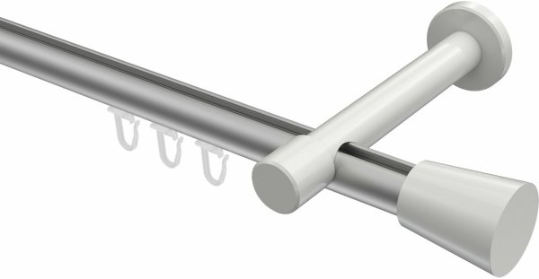 Innenlauf Gardinenstange Aluminium / Metall 20 mm Ø PRESTIGE - Sitra Silbergrau / Weiß 100 cm