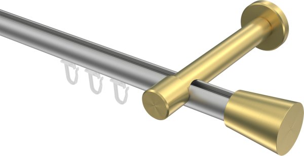Innenlauf Gardinenstange Aluminium / Metall 20 mm Ø PRESTIGE - Sitra Silbergrau / Messing-Optik 100 cm