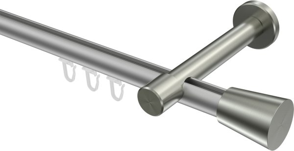 Innenlauf Gardinenstange Aluminium / Metall 20 mm Ø PRESTIGE - Sitra Silbergrau / Edelstahl-Optik 100 cm