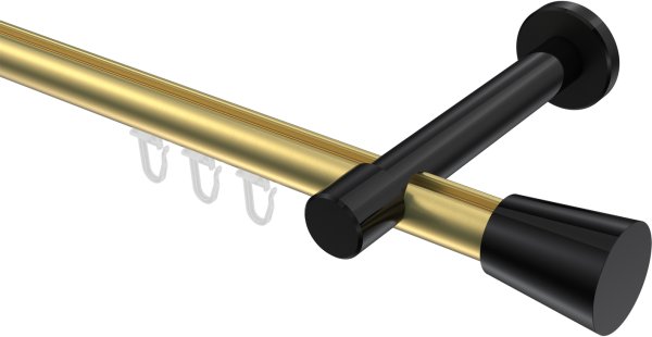 Innenlauf Gardinenstange Aluminium / Metall 20 mm Ø PRESTIGE - Sitra Messing-Optik / Schwarz 100 cm