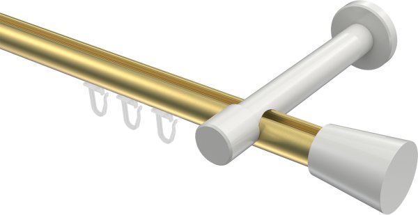 Innenlauf Gardinenstange Aluminium / Metall 20 mm Ø PRESTIGE - Sitra Messing-Optik / Weiß 100 cm