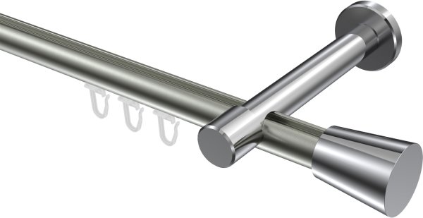 Innenlauf Gardinenstange Aluminium / Metall 20 mm Ø PRESTIGE - Sitra Edelstahl-Optik / Chrom 100 cm
