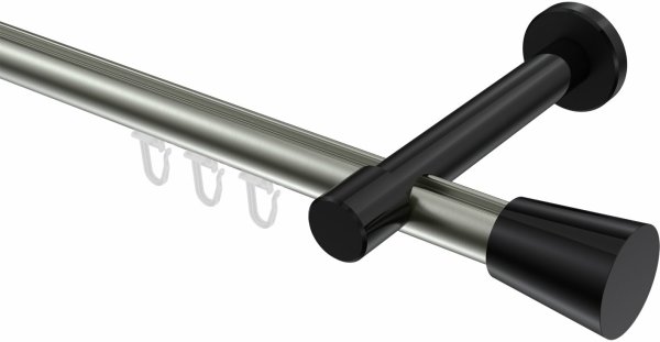 Innenlauf Gardinenstange Aluminium / Metall 20 mm Ø PRESTIGE - Sitra Edelstahl-Optik / Schwarz 100 cm