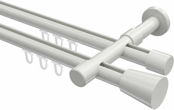 Innenlauf Gardinenstange Aluminium / Metall 20 mm Ø 2-läufig PRESTIGE - Sitra Weiß 100 cm