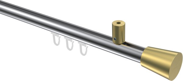 Innenlauf Gardinenstange Aluminium / Metall 20 mm Ø SONIUS - Sitra Chrom / Messing-Optik 100 cm
