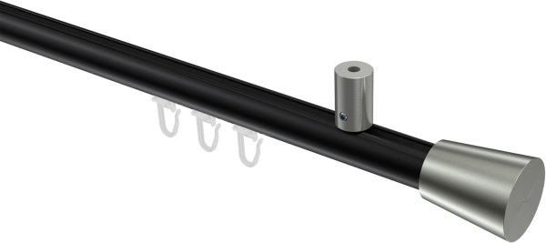 Innenlauf Gardinenstange Aluminium / Metall 20 mm Ø SONIUS - Sitra Schwarz / Edelstahl-Optik 100 cm
