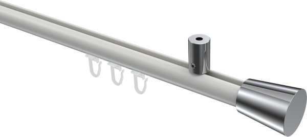 Innenlauf Gardinenstange Aluminium / Metall 20 mm Ø SONIUS - Sitra Weiß / Chrom 100 cm