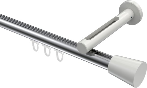 Innenlauf Gardinenstange Aluminium / Metall 20 mm Ø SITENO - Sitra Chrom / Weiß 100 cm
