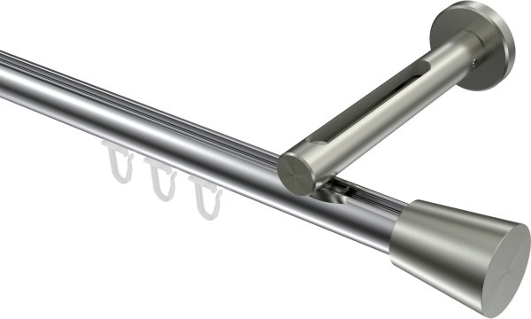 Innenlauf Gardinenstange Aluminium / Metall 20 mm Ø SITENO - Sitra Chrom / Edelstahl-Optik 100 cm