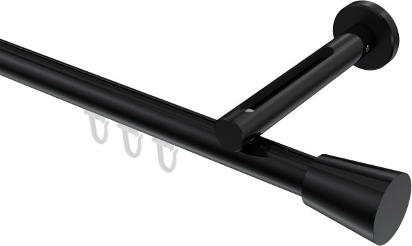 Innenlauf Gardinenstange Aluminium / Metall 20 mm Ø SITENO - Sitra Schwarz 100 cm