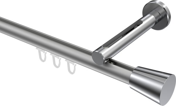Innenlauf Gardinenstange Aluminium / Metall 20 mm Ø SITENO - Sitra Silbergrau / Chrom 100 cm