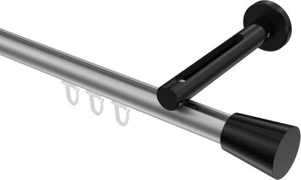 Innenlauf Gardinenstange Aluminium / Metall 20 mm Ø SITENO - Sitra Silbergrau / Schwarz 100 cm
