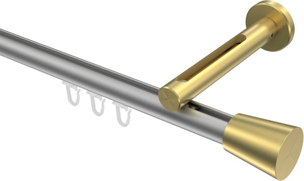 Innenlauf Gardinenstange Aluminium / Metall 20 mm Ø SITENO - Sitra Silbergrau / Messing-Optik 100 cm