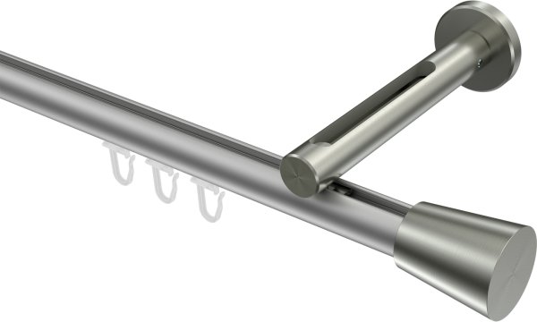 Innenlauf Gardinenstange Aluminium / Metall 20 mm Ø SITENO - Sitra Silbergrau / Edelstahl-Optik 100 cm