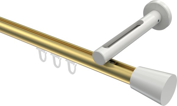 Innenlauf Gardinenstange Aluminium / Metall 20 mm Ø SITENO - Sitra Messing-Optik / Weiß 100 cm