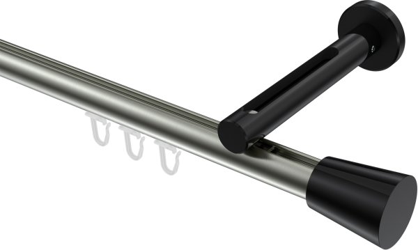 Innenlauf Gardinenstange Aluminium / Metall 20 mm Ø SITENO - Sitra Edelstahl-Optik / Schwarz 100 cm