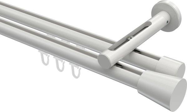 Innenlauf Gardinenstange Aluminium / Metall 20 mm Ø 2-läufig SITENO - Sitra Weiß 100 cm