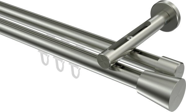 Innenlauf Gardinenstange Edelstahl-Optik 20 mm Ø 2-läufig SITENO - Sitra 100 cm