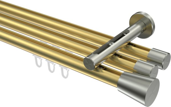 Innenlauf Gardinenstange Messing-Optik / Edelstahl-Optik 20 mm Ø 3-läufig SITENO - Sitra