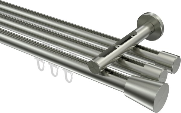 Innenlauf Gardinenstange Edelstahl-Optik 20 mm Ø 3-läufig SITENO - Sitra 100 cm