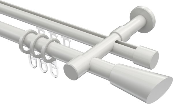 Rundrohr-Innenlauf Gardinenstange Aluminium / Metall 20 mm Ø 2-läufig PRESTIGE - Bento Weiß 100 cm