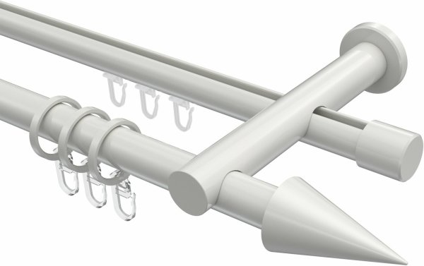 Rundrohr-Innenlauf Gardinenstange Aluminium / Metall 20 mm Ø 2-läufig PLATON - Savio Weiß 120 cm