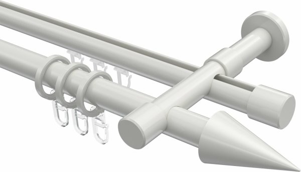 Rundrohr-Innenlauf Gardinenstange Aluminium / Metall 20 mm Ø 2-läufig PRESTIGE - Savio Weiß 100 cm
