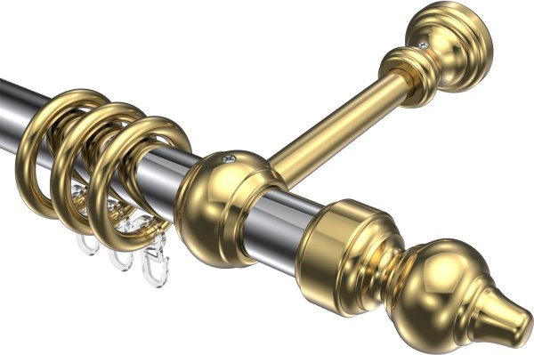 Gardinenstange Metall / Kunststoff 28 mm Ø CLASSIC - Rondo Chrom / Messing-farbig