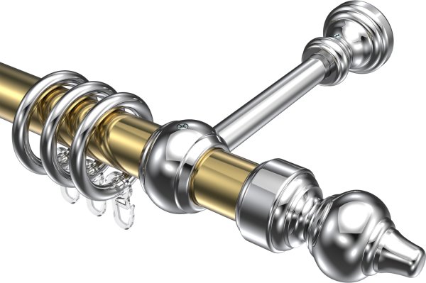 Gardinenstange Metall / Kunststoff 28 mm Ø CLASSIC - Rondo Messing-farbig / Chrom