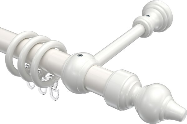 Gardinenstange Metall / Kunststoff 28 mm Ø CLASSIC - Rondo Weiß 120 cm