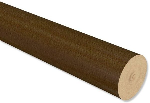 Holzstange in Nussbaum lackiert für Gardinenstangen 16 mm Ø 220 cm
