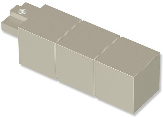 Endstücke Cubes (Rillenquader) Satin-Silber für Innenlaufstangen 20x20 mm (2 Stück) 