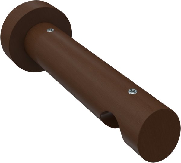 Träger Talent Nussbaum lackiert 1-läufig 12 cm für Innenlaufstangen 20 mm Ø 