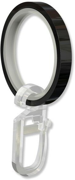 Ringe (Flachringe) mit Einlage Schwarz Typ E20 für Gardinenstangen 20 mm Ø 12 Stück