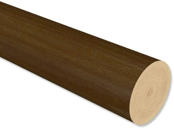 Holzstange in Nussbaum lackiert für Gardinenstangen 20 mm Ø 220 cm