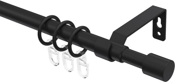 Ausziehbare Gardinenstange Metall / Kunststoff 16/13 mm Ø HERA - Livo Schwarz 70-120 cm