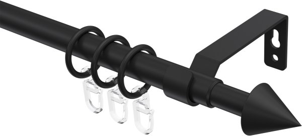 Ausziehbare Gardinenstange Metall / Kunststoff 16/13 mm Ø HERA - Cone Schwarz 70-120 cm