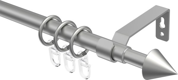 Ausziehbare Gardinenstange Metall / Kunststoff 16/13 mm Ø HERA - Cone Silbergrau 70-120 cm