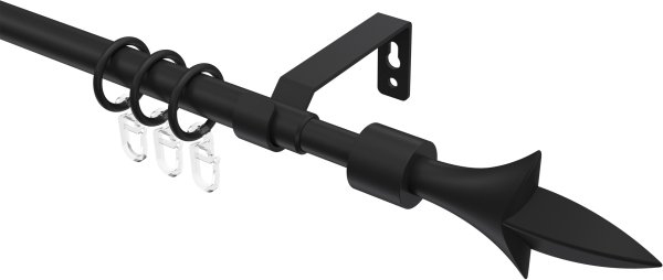 Ausziehbare Gardinenstange Metall / Kunststoff 16/13 mm Ø HERA - Lily Schwarz 70-120 cm