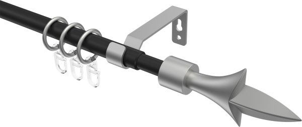 Ausziehbare Gardinenstange Metall / Kunststoff 16/13 mm Ø HERA - Lily Schwarz / Silbergrau