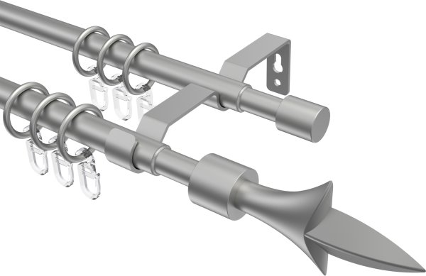 Ausziehbare Gardinenstange Metall / Kunststoff 16/13 mm 2-läufig Ø HERA - Lily Silbergrau