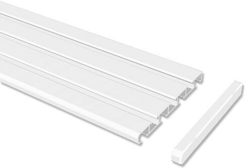 Gardinenschiene Aluminium 3- / 4-läufig SLIMLINE Weiß 100 cm
