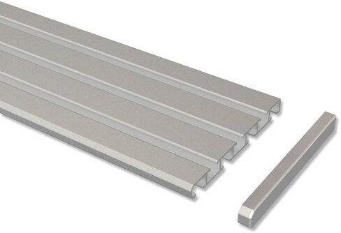 SLIMLINE Silbergrau / 3- cm Aluminium 4-läufig Gardinenschiene 100