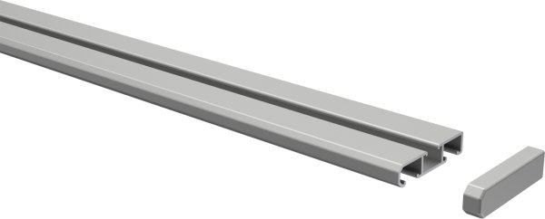 Gardinenschiene Aluminium 1- / 2-läufig SLIMLINE Silbergrau 200 cm