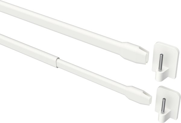 Vitragestangen mit Klebehaken Metall / Kunststoff Geno Weiß (2 Stück) ausziehbar