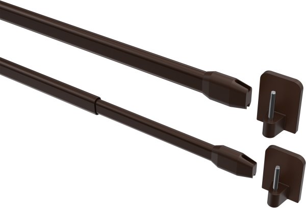 Vitragestangen mit Klebehaken Metall / Kunststoff Geno Braun (2 Stück) ausziehbar 30-50 cm