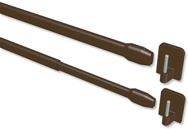 Vitragestangen mit Klebehaken Metall / Kunststoff Geno Braun (2 Stück) ausziehbar 50-80 cm