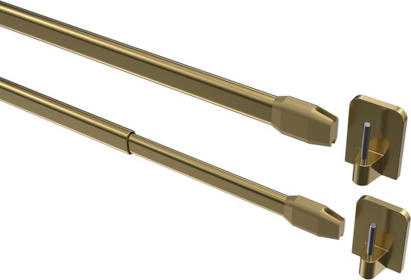 Vitragestangen mit Klebehaken Metall / Kunststoff Geno Messing-farbig (2 Stück) ausziehbar 30-50 cm