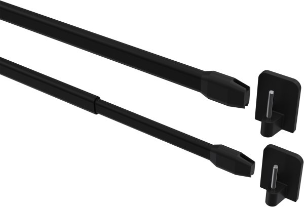 Vitragestangen mit Klebehaken Metall / Kunststoff Geno Schwarz (2 Stück) ausziehbar 30-50 cm